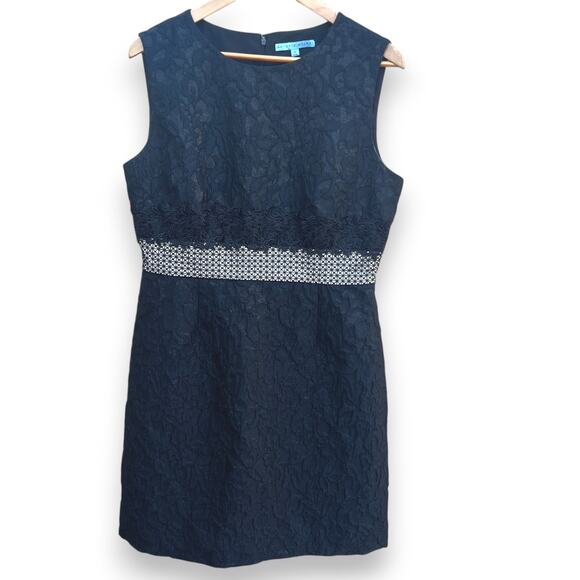 NWT Antonio Melani Size 12 Edna Dress A-Line Sleeveless Metallic Black Lace - Picture 3 of 16